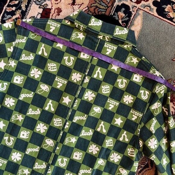 Size P Big Bud Press Work Jacket Lucky Green Print Pattern NWOT - Picture 9 of 13